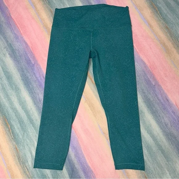 Lululemon Wunder Train high rise crop 23” Crunch Teal Lagoon size 14 - Picture 4 of 7
